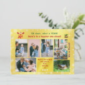 Grappig Rudolph Oh Deer We hebben 6 foto's Golden  Feestdagenkaart (Staand voorkant)