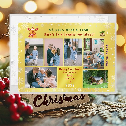 Grappig Rudolph Oh Deer We hebben 6 foto's Golden  Feestdagenkaart