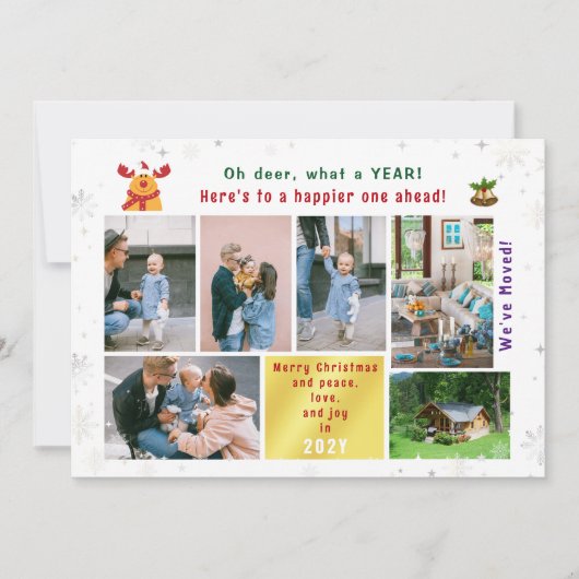 Grappig Rudolph Oh Deer We hebben 6 foto's Modern  Feestdagenkaart (Voorkant)