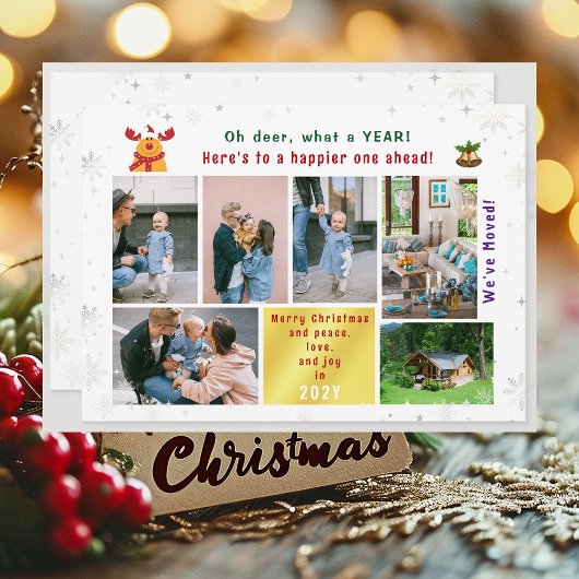 Grappig Rudolph Oh Deer We hebben 6 foto's Modern  Feestdagenkaart