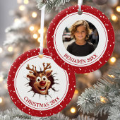 Grappig Rudolph rendier foto kerst ornament