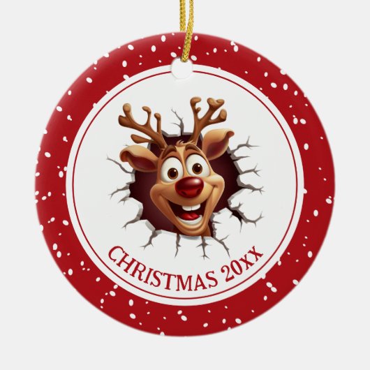 Grappig Rudolph rendier foto kerst ornament (Voorkant)