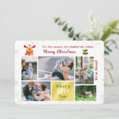 Grappig Rudolph We hebben 5 foto's Collage Modern Feestdagenkaart (Staand voorkant)