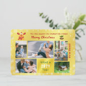 Grappig Rudolph We hebben 5 foto's Elegant Golden  Feestdagenkaart (Staand voorkant)