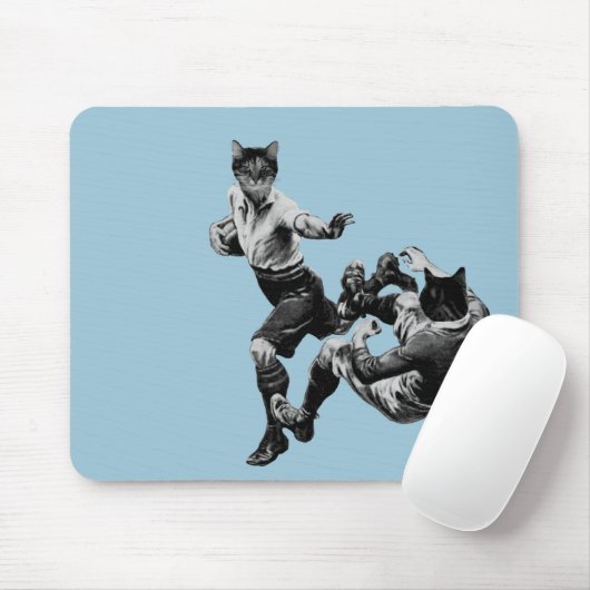 grappig  rugby die katten speelt muismat (Met muis)
