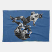 grappig  rugby die katten speelt theedoek (Horizontaal)