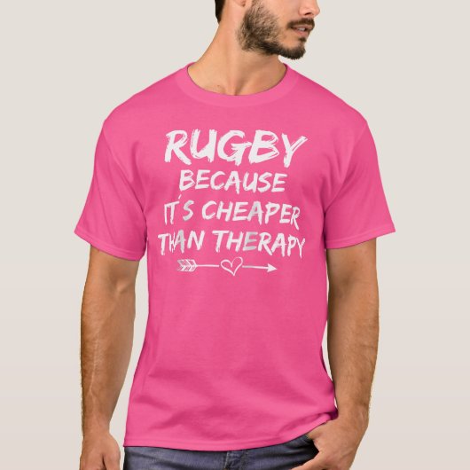 Grappig Rugby Gezegde Therapy Rugby Coach Rugby Ba T-shirt (Voorkant)