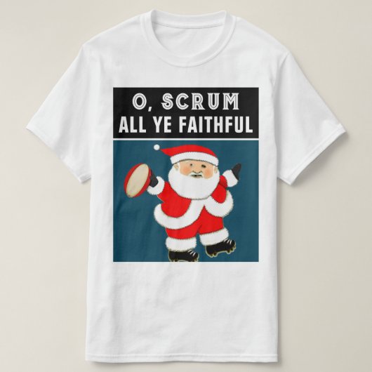 Grappig Rugby Kerst T-Shirt (Design voorkant)