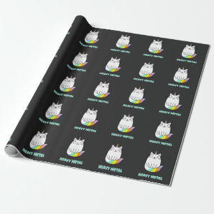Grappig ruige eenhoornregenboogkat   cadeaupapier