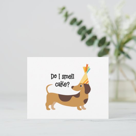 Grappig ruik ik taart verjaardagshond briefkaart (Staand voorkant)