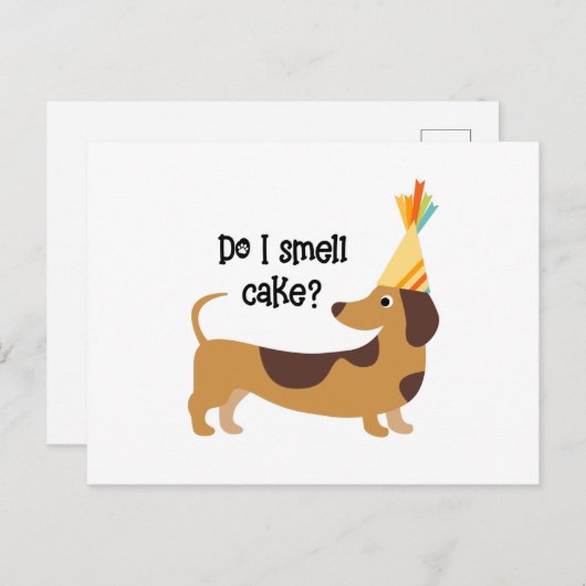 Grappig ruik ik taart verjaardagshond briefkaart (Voorkant / Achterkant)