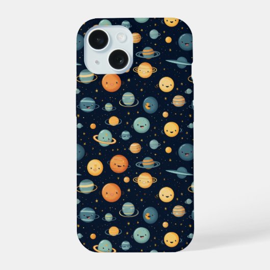 Grappig ruimtepatroon iPhone 15 case (Achterkant)