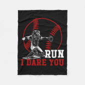 Grappig Run Steal Ik Dare You Baseball Catcher Pla Fleece Deken (Voorkant)