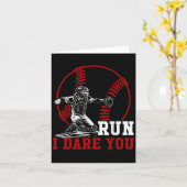 Grappig Run Steal Ik Dare You Baseball Catcher Pla Kaart (Gele Bloem)