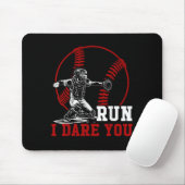 Grappig Run Steal Ik Dare You Baseball Catcher Pla Muismat (Met muis)
