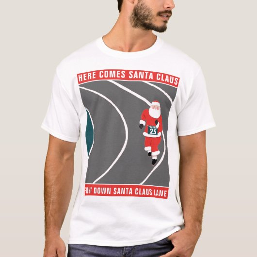 Grappig Runner Racing Kerstmis T-shirt (Voorkant)