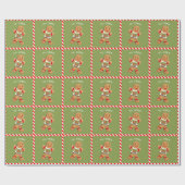 Grappig Running Gingerbread Christmas Cadeaupapier (Vlak)