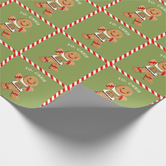 Grappig Running Gingerbread Christmas Cadeaupapier (Hoek)