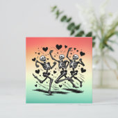 Grappig Running Skeleton Valentijnsdag Kussen Feestdagenkaart (Staand voorkant)