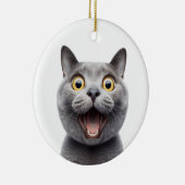 GRAPPIG RUSSISCH BLAUW GRIJS KAT VERRAST KAT GEZIC KERAMISCH ORNAMENT (Rechts)