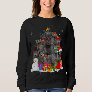 Grappig Russisch blauw kerstboompenkat Lover Gi Trui