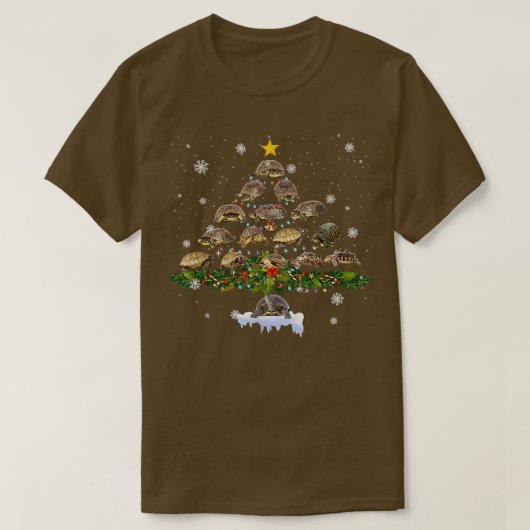 Grappig Russisch kerstboomschildpad T-shirt-versie T-shirt (Design voorkant)