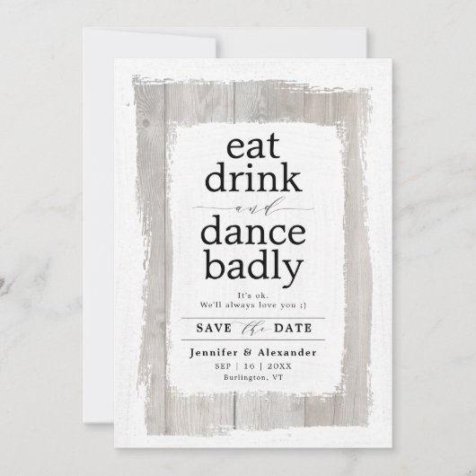 Grappig Rustic Whitewashed Barnwood Save The Date (Voorkant)