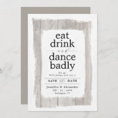 Grappig Rustic Whitewashed Barnwood Save The Date (Voorkant / Achterkant)