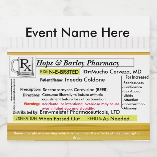 Grappig RX Bier Label Bier Etiket (Enkel label)