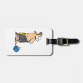 Grappig Sad Bowler-personage met bowlingbal Bagagelabel (Voorkant horizontaal)