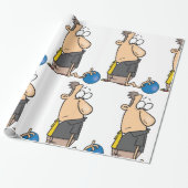 Grappig Sad Bowler-personage met bowlingbal Cadeaupapier (Uitgerold)