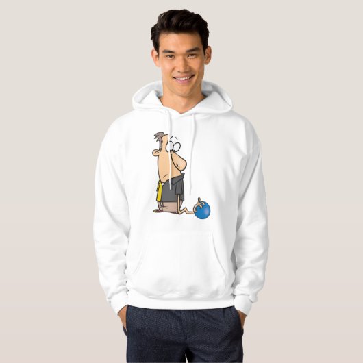 Grappig Sad Bowler-personage met bowlingbal Hoodie (Voorkant volledig)