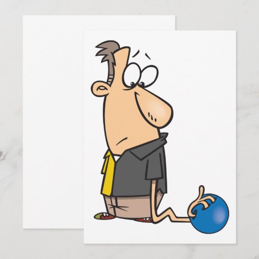Grappig Sad Bowler-personage met bowlingbal Kaart (Voorkant / Achterkant)