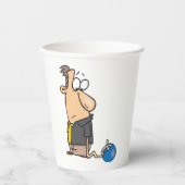 Grappig Sad Bowler-personage met bowlingbal Papieren Bekers (Voorkant)