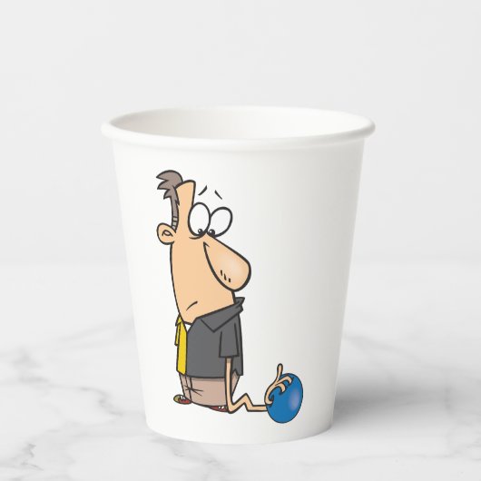 Grappig Sad Bowler-personage met bowlingbal Papieren Bekers (Voorkant)