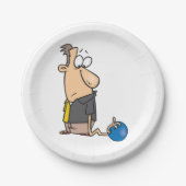 Grappig Sad Bowler-personage met bowlingbal Papieren Bordje (Voorkant)