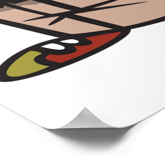 Grappig Sad Bowler-personage met bowlingbal Poster (Hoek)