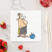 Grappig Sad Bowler-personage met bowlingbal Servet (Insitu)