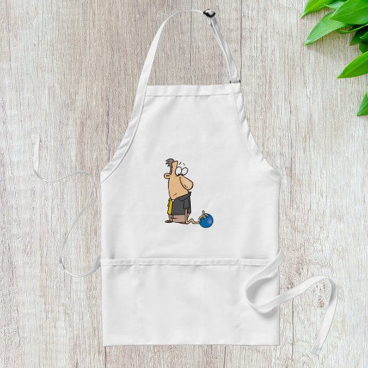 Grappig Sad Bowler-personage met bowlingbal Standaard Schort