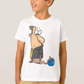 Grappig Sad Bowler-personage met bowlingbal T-shirt (Voorkant)