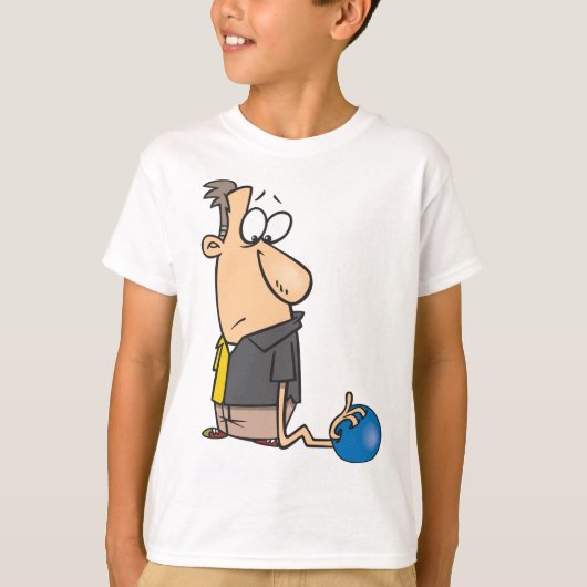 Grappig Sad Bowler-personage met bowlingbal T-shirt (Voorkant)