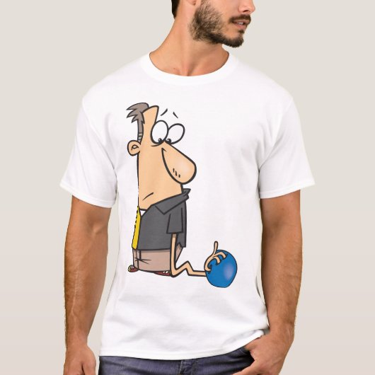 Grappig Sad Bowler-personage met bowlingbal T-shirt (Voorkant)