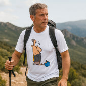 Grappig Sad Bowler-personage met bowlingbal T-shirt