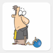 Grappig Sad Bowler-personage met bowlingbal Vierkante Sticker (Voorkant)
