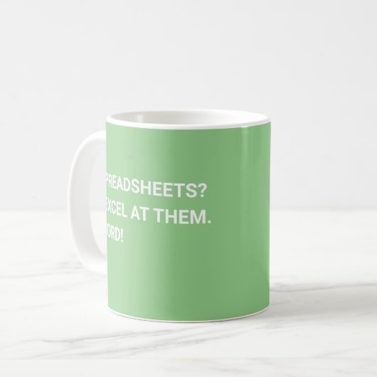 Grappig Sage Green-spreadsheet Koffiemok (Voorkant links)