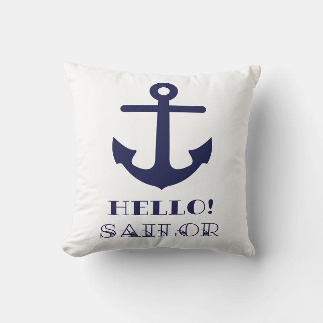 Grappig Sailor Gift. Nautical Anchor Hallo Sailor Kussen (Voorkant)