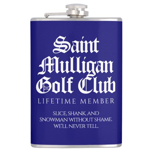 Grappig Saint Mulligan Golf Club Levenslang Lid Heupfles (Voorkant)