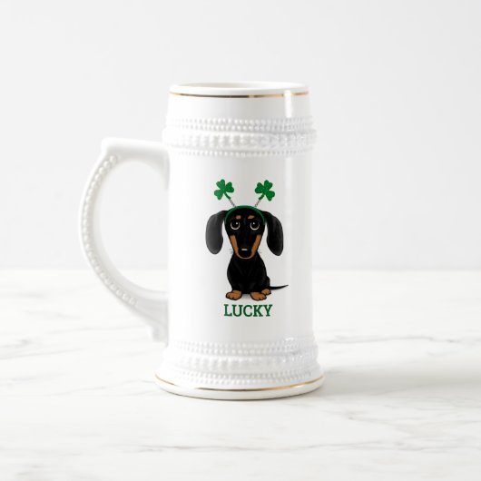 Grappig Saint Patrick's Day Hond Shamrocks Custom Bierpul (Links)
