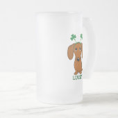 Grappig Saint Patrick's Day Hond Shamrocks Custom Matglas Bierpul (Voorkant rechts)