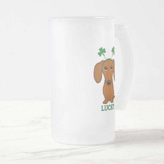 Grappig Saint Patrick's Day Hond Shamrocks Custom Matglas Bierpul (Voorkant rechts)